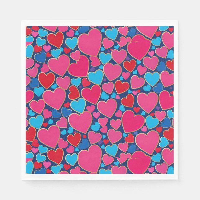 PInk 3d hearts Napkin (Front)