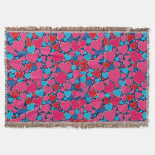 PInk 3d hearts Throw Blanket
