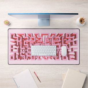 Pink 3D Maze Desk Mat