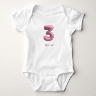 Pink 3D Number 3 - 3 Months Baby Bodysuit