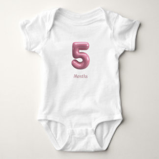 Pink 3D Number 5 - 5 Months Baby Bodysuit