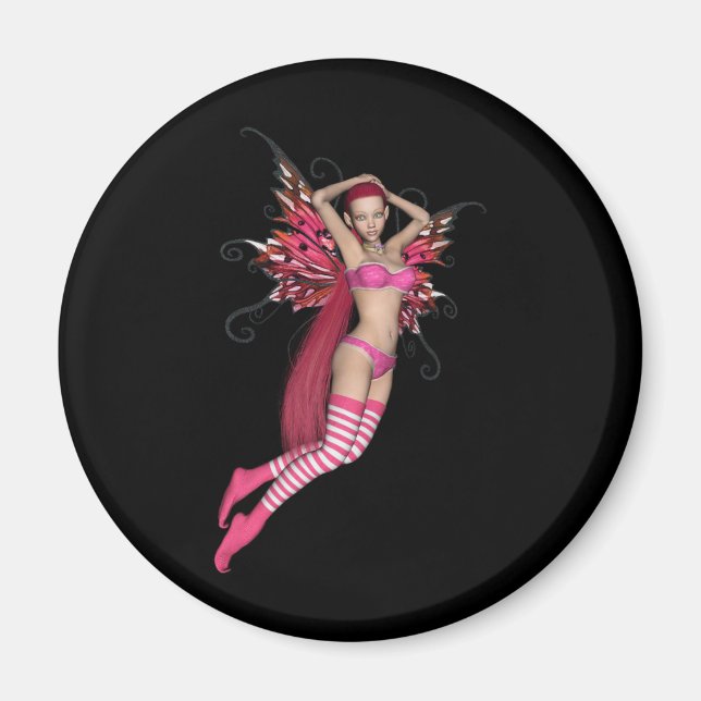 Pink 3D Pixie - Fairy Graphic 2 Magnet (Front)