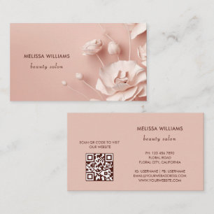 Pink 3D Simple Flowers Business Card