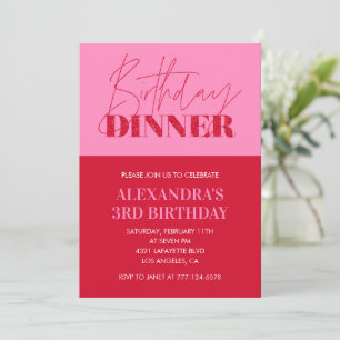 Pink 3rd birthday invitations Birthday Dinner