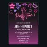 Pink 40th birthday invitations Modern Neon Light<br><div class="desc">Pink 40th birthday invitations Modern Neon Light</div>
