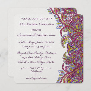 Pink 40th Birthday Party Invitations