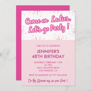 Pink 48th birthday invitations Trendy Fun Girly