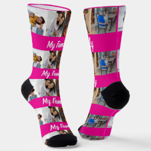 Pink 4 Photo Collage My Family Photo Socks