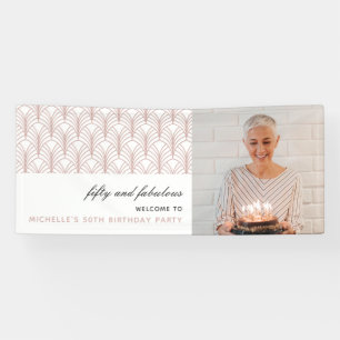 Pink 50 and Fabulous Art Deco 50th Birthday Banner