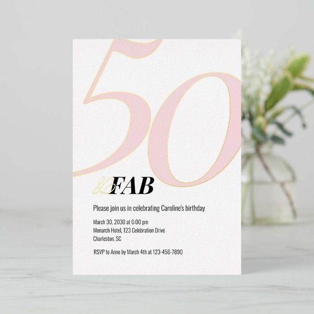 Pink 50 and Fabulous Birthday Foil Invitation (Creator Uploaded)