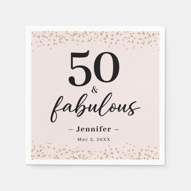 Pink 50 and Fabulous Birthday Party Napkin (Front)