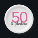 Pink 50 and Fabulous Birthday Party Paper Plates<br><div class="desc">Have a big party to celebrate turning 50 and go all out with these fun and colourful pink and black 50 & fabulous paper plates. You go girl!</div>