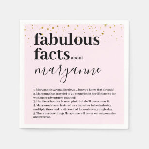 Pink 50 and Fabulous Fun Fact Birthday Party Napkin