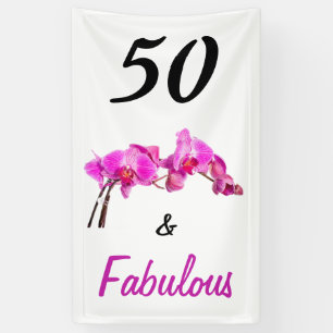 Pink 50 and fabulous proud orchid flower photo banner