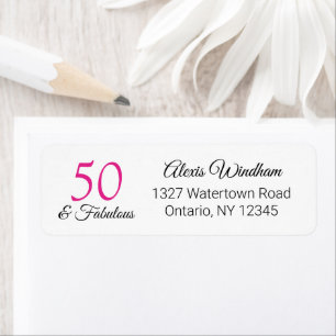 Pink 50 and Fabulous Return Address Label