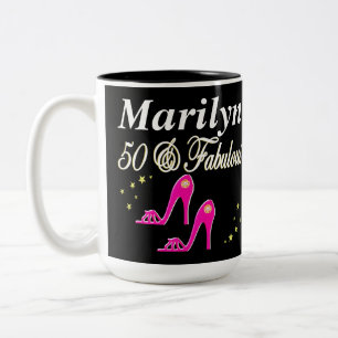 PINK 50 & FABULOUS PERSONALIZED MUG