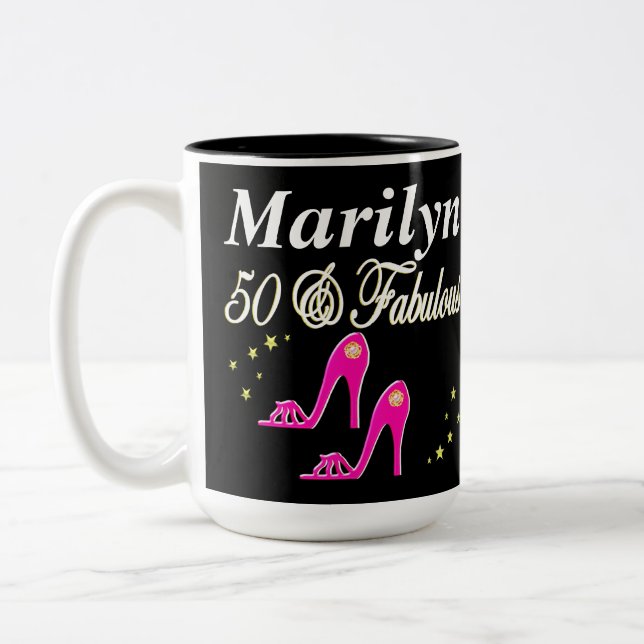 PINK 50 & FABULOUS PERSONALIZED MUG (Left)