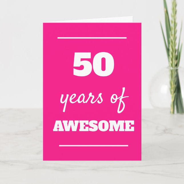 Pink 50th Birthday Card (Front)