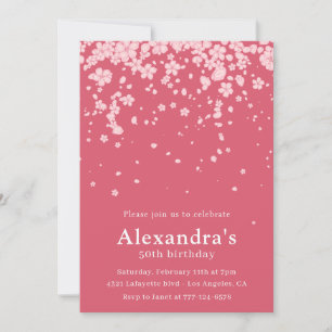 Pink 50th birthday invitations Boho Floral