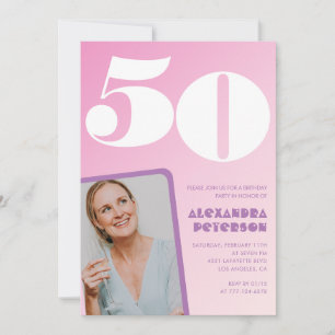 Pink 50th birthday invitations Retro Photo