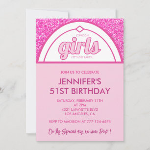 Pink 51st birthday invitations Glitter Girl
