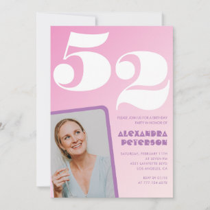 Pink 52nd birthday invitations Retro Photo