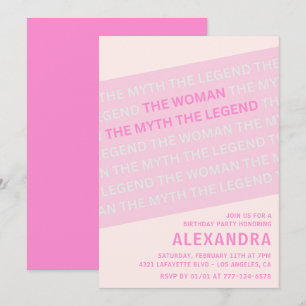 Pink 54th birthday invitations Humour Woman Myth 
