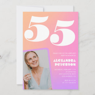Pink 55th birthday invitations Retro Photo