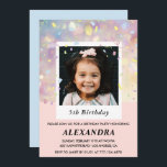 Pink 5th birthday invitations Confetti Photo<br><div class="desc">Pink 5th birthday invitations Confetti Photo modern pink</div>
