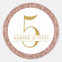Pink 5th Birthday Rose Gold Glitter Favour