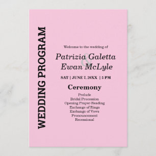 Pink 5x7 Wedding Program