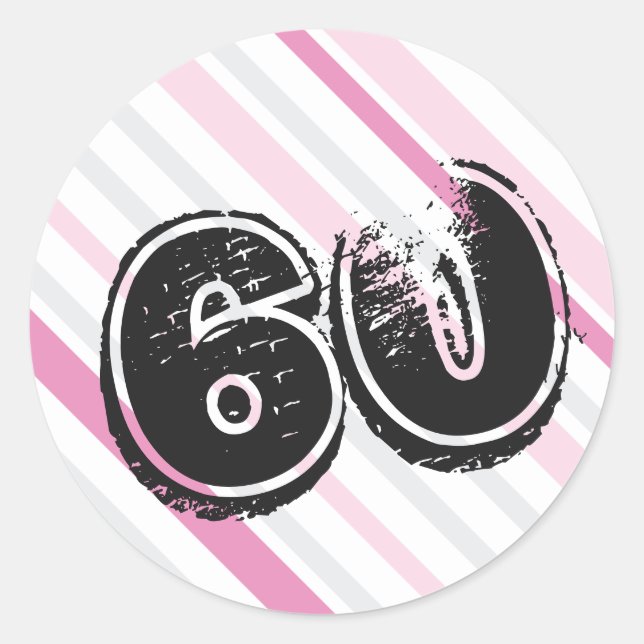 Pink 60th Birthday 60 Stickers (Front)