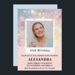 Pink 60th birthday invitations Confetti Photo<br><div class="desc">Pink 60th birthday invitations Confetti Photo modern</div>