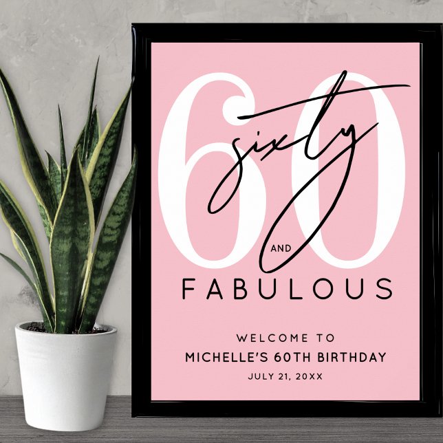 Pink 60th Birthday Welcome Sign (Pink 60th Birthday Welcome Sign)