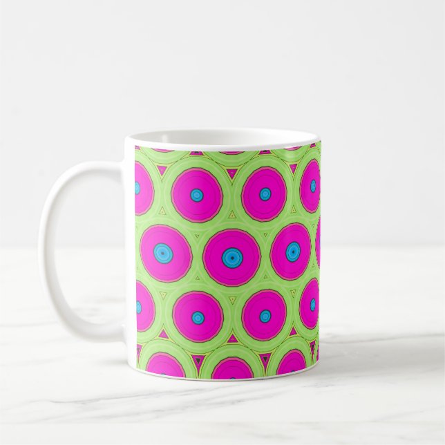 Pink 70's Retro design Coffee Mug (Left)