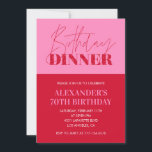 Pink 70th birthday invitations Birthday Dinner<br><div class="desc">Pink 70th birthday invitations Birthday Dinner elegant modern glam red glitter chic sparkle</div>