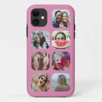 Pink 7 Square Photo Collage Template