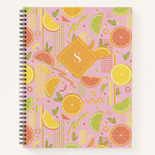 Pink 80’s Citrus Fruit Slices Notebook