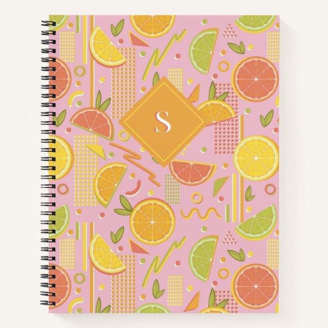 Pink 80’s Citrus Fruit Slices Notebook (Front)
