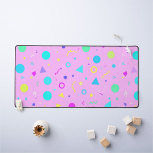 Pink 80s Memphis Geometric Pattern Desk Mat
