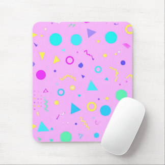 Pink 80s Memphis Geometric Pattern Mouse Pad