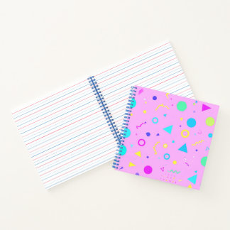 Pink 80s Memphis Geometric Pattern Notebook