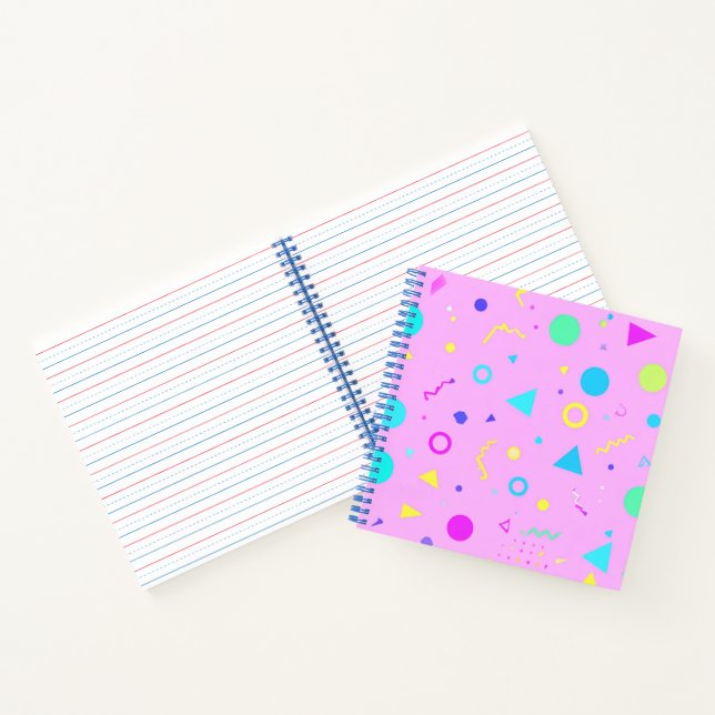 Pink 80s Memphis Geometric Pattern Notebook (Inside)