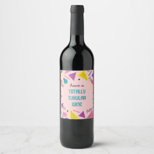 Pink 80s Pattern Wine Label
