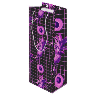 Pink 80s Pineapple Mango Lemon Pattern Wine Gift Bag
