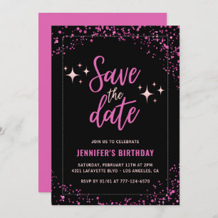 Pink 8th birthday invitations Save the date Glam