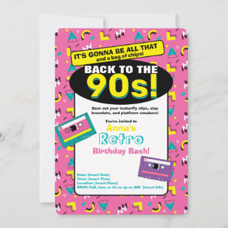 Pink 90's Invitation