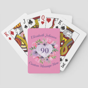 Pink 90th Birthday Personalised Playing Cards