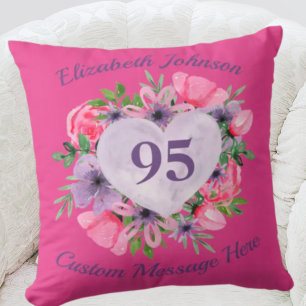 Pink 95th Birthday Pillow for Women