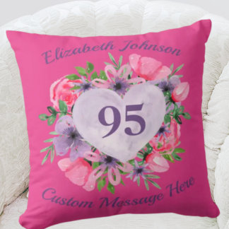 Pink 95th Birthday Pillow for Women